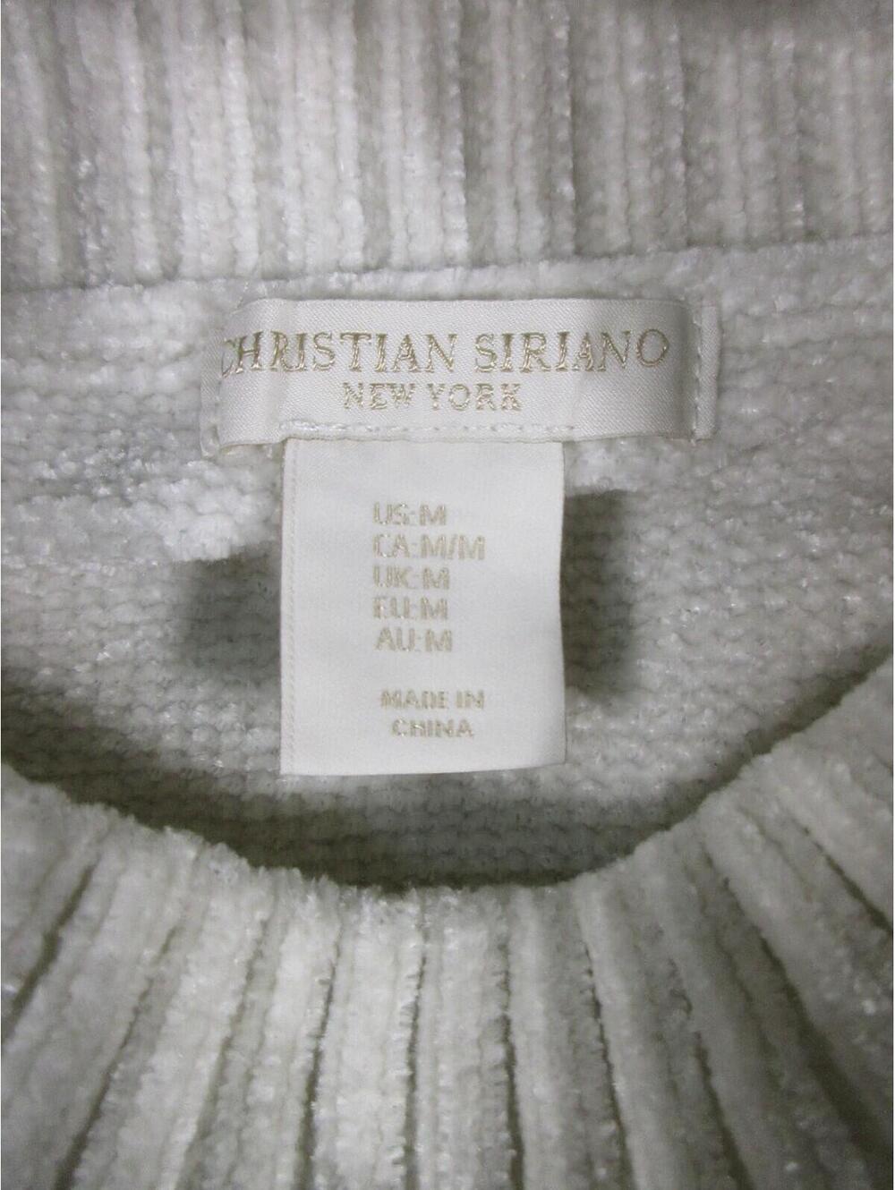 Christian Siriano Womens Fair Isle Chenille Knit Sweater Mock Neck Size M White - Picture 3 of 6